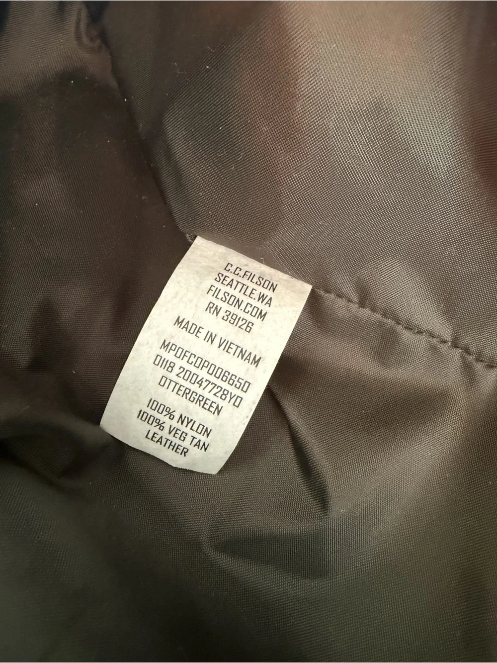 Filson Olive Green Ballistic Nylon Rolling Carry-On Bag